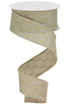 1.5" Chicken Wire Ribbon: Light Beige (10 Yards) - Michelle's aDOORable Creations - Wired Edge Ribbon