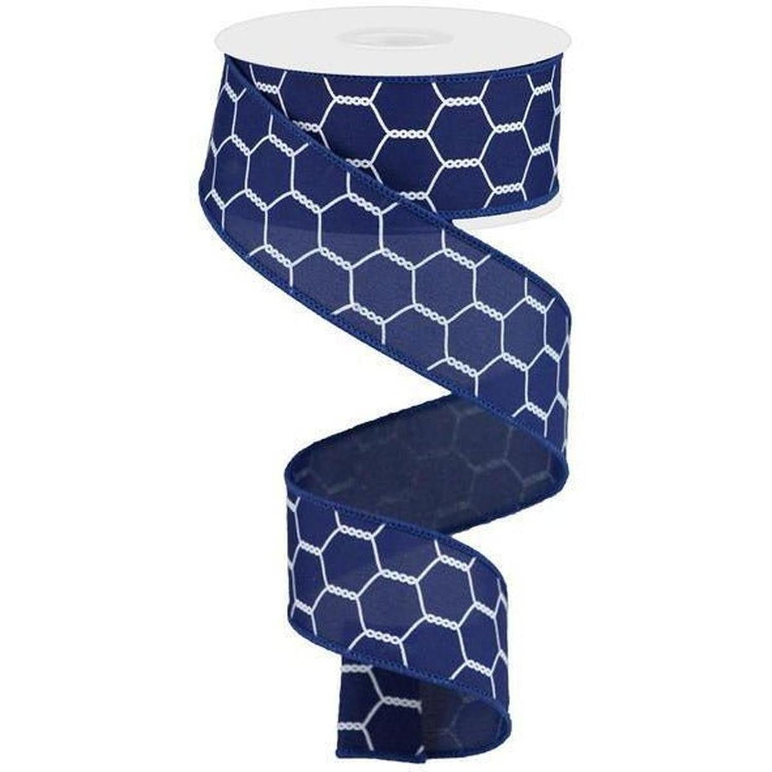 1.5" Chicken Wire Ribbon: Navy Blue (10 Yards)