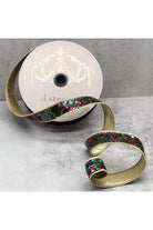 1.5" Cirque Glitter Ribbon: Emerald Green/Red/Blue (10 Yards) - Michelle's aDOORable Creations - Wired Edge Ribbon