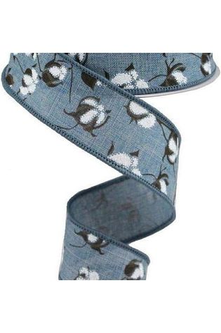 Shop For 1.5" Cotton Pod Ribbon: Faded Denim & White (10 Yards) at Michelle's aDOORable Creations