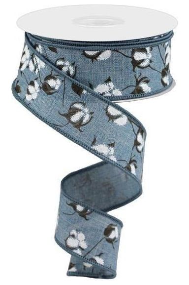 Shop For 1.5" Cotton Pod Ribbon: Faded Denim & White (10 Yards) at Michelle's aDOORable Creations