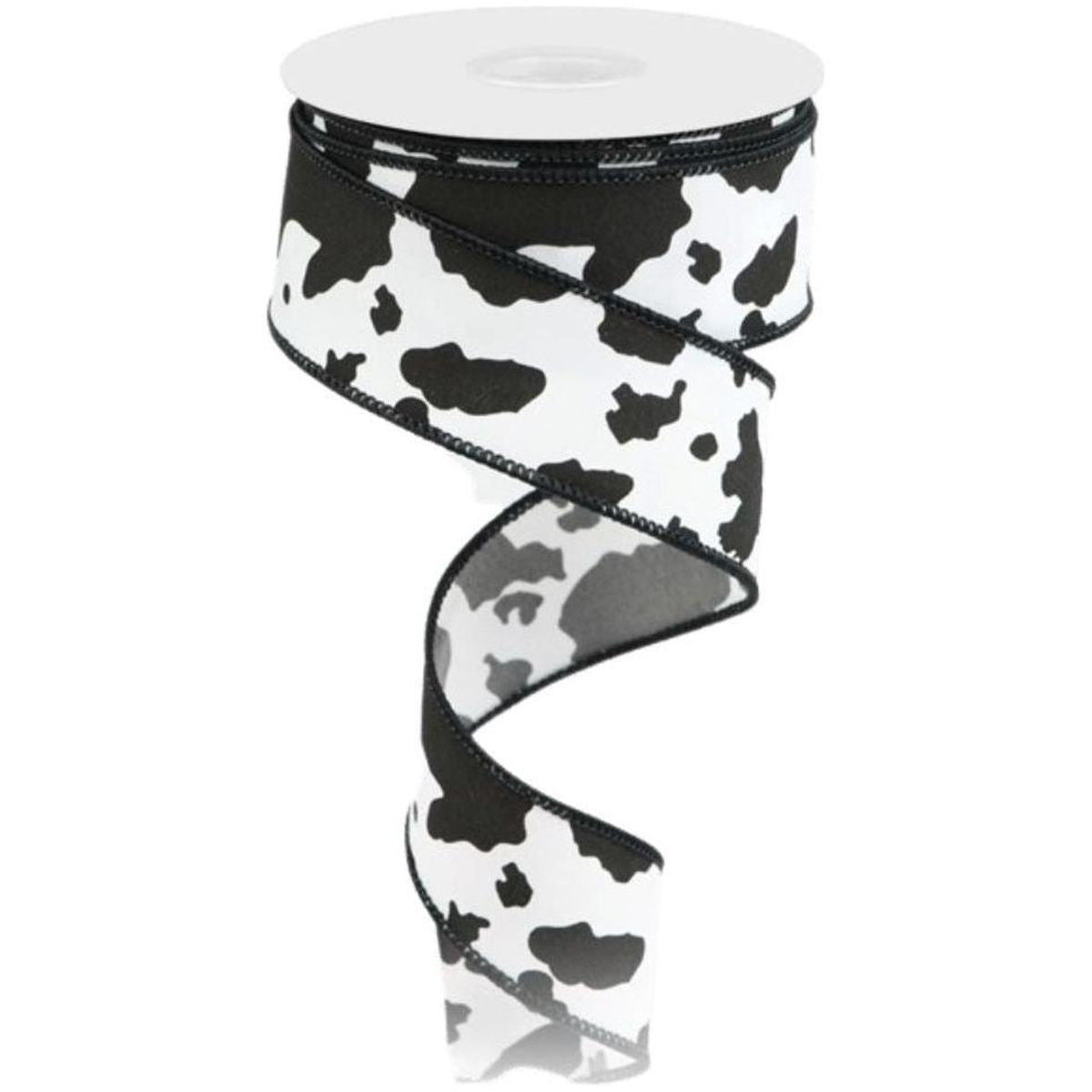 Shop For 1.5" Cowhide Print Ribbon: Black & White (10 Yards) at Michelle's aDOORable Creations