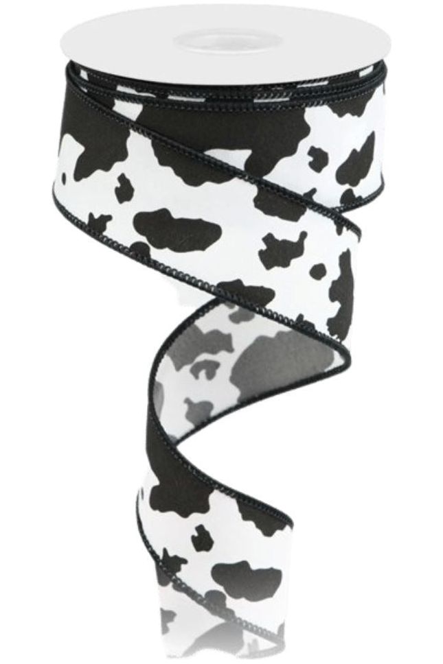 Shop For 1.5" Cowhide Print Ribbon: Black & White (10 Yards) RG168927