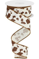 Shop For 1.5" Cowhide Print Ribbon: Brown & White (10 Yards) at Michelle's aDOORable Creations