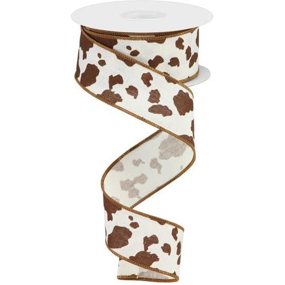 Shop For 1.5" Cowhide Print Ribbon: Brown & White (10 Yards) at Michelle's aDOORable Creations