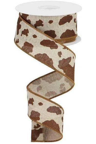 Shop For 1.5" Cowhide Print Ribbon: Natural & Brown (10 Yards) at Michelle's aDOORable Creations