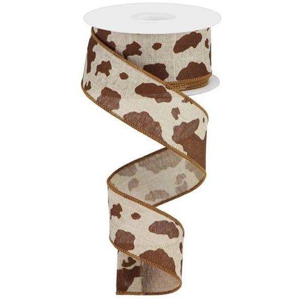 Shop For 1.5" Cowhide Print Ribbon: Natural & Brown (10 Yards) at Michelle's aDOORable Creations