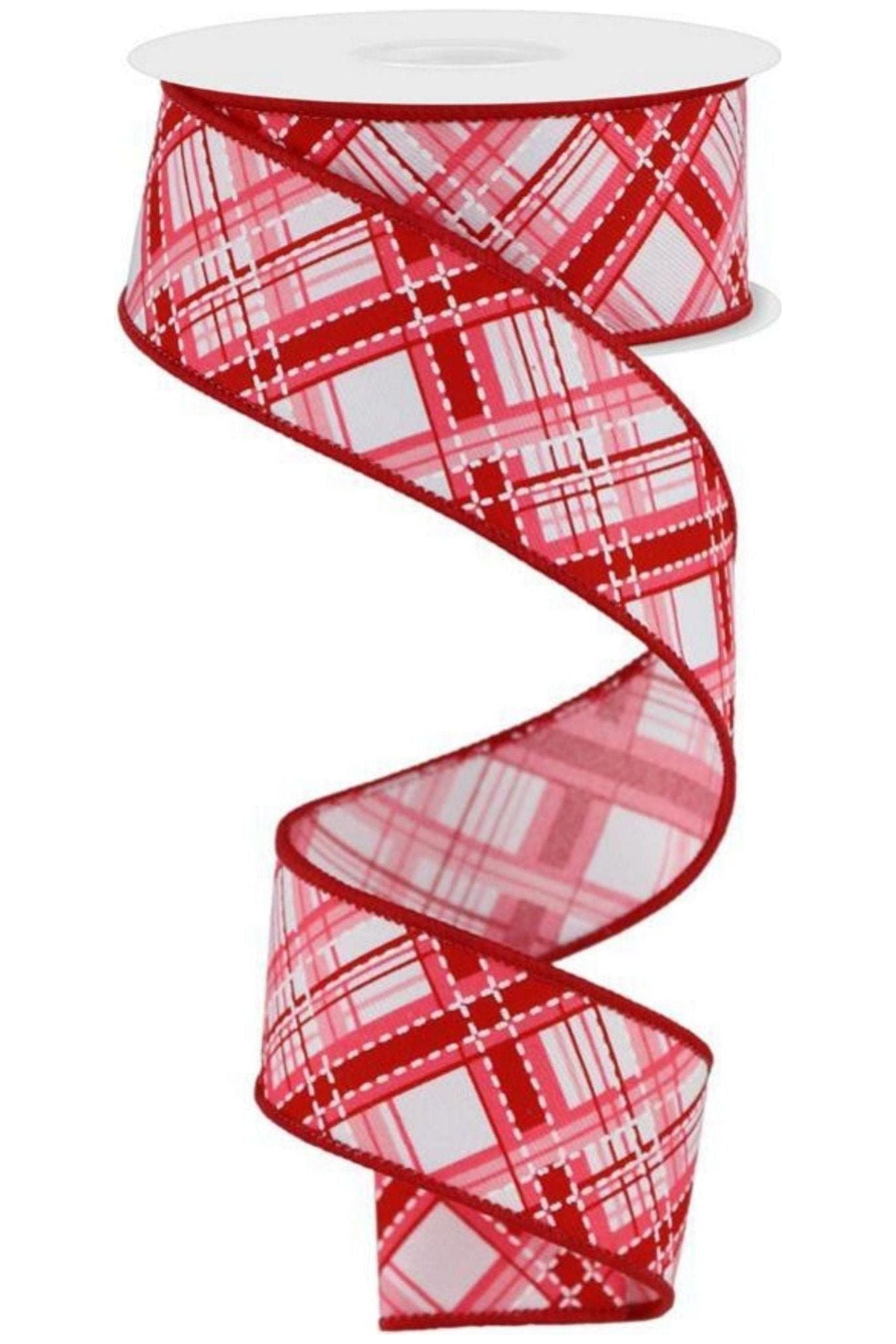 Shop For 1.5" Diagonal Dash Plaid: Pink/Red (10 Yard) at Michelle's aDOORable Creations