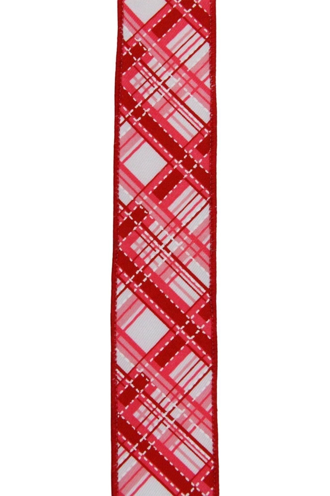 Shop For 1.5" Diagonal Dash Plaid: Pink/Red (10 Yard) at Michelle's aDOORable Creations