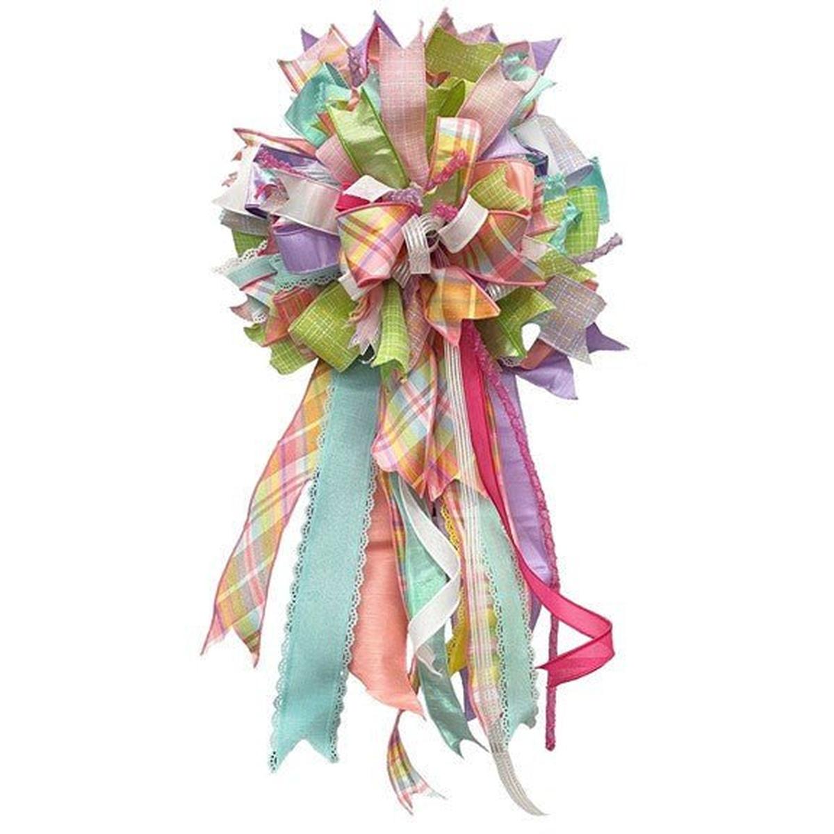 Shop For 1.5" Diagonal Plaid Fused Ribbon: Light Pink/Yellow (10 Yards) at Michelle's aDOORable Creations