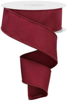 1.5" Diagonal Weave Fabric Ribbon: Wine (10 Yards) - Michelle's aDOORable Creations - Wired Edge Ribbon