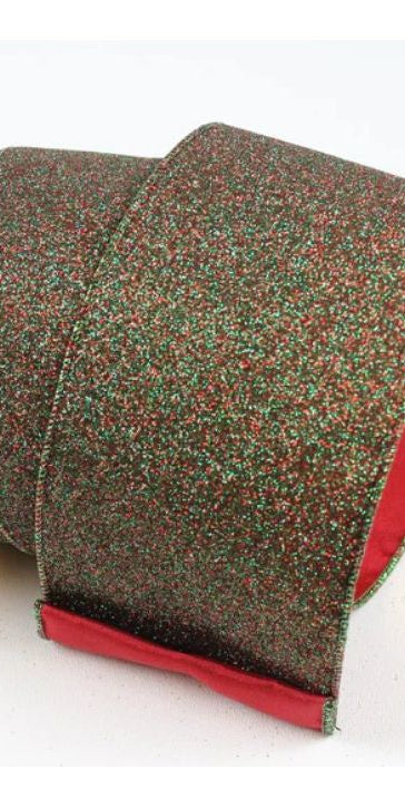 1.5" Diamond Dust Ribbon:Ruby Emerald (10 Yards) - Michelle's aDOORable Creations - Wired Edge Ribbon