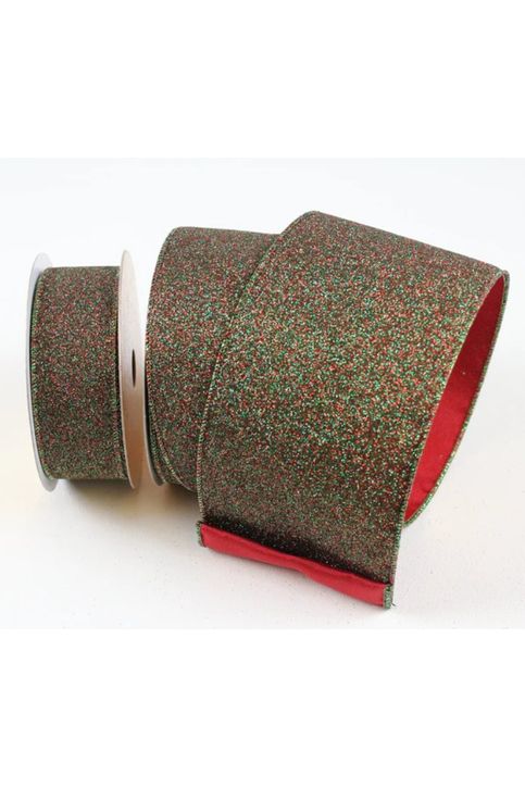 1.5" Diamond Dust Ribbon:Ruby Emerald (10 Yards) - Michelle's aDOORable Creations - Wired Edge Ribbon