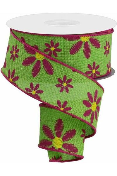 Shop For 1.5" Embroidered Daisy Ribbon: Lime Green (10 Yards) at Michelle's aDOORable Creations