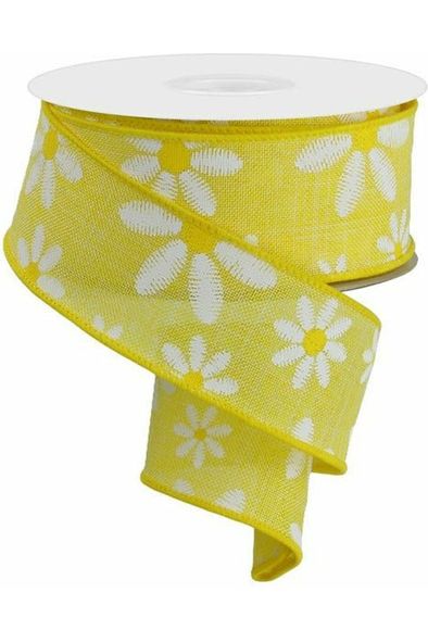 Shop For 1.5" Embroidered Daisy Ribbon: Yellow (10 Yards) at Michelle's aDOORable Creations