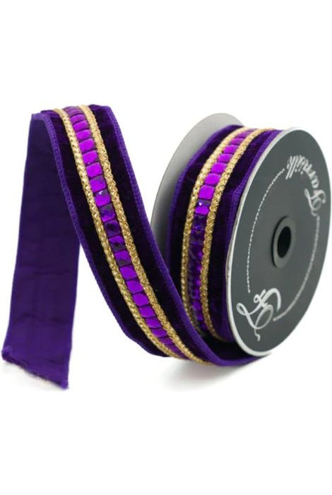 1.5" Farrisilk Gemstone Ribbon: Purple (5 Yards) - Michelle's aDOORable Creations - Wired Edge Ribbon