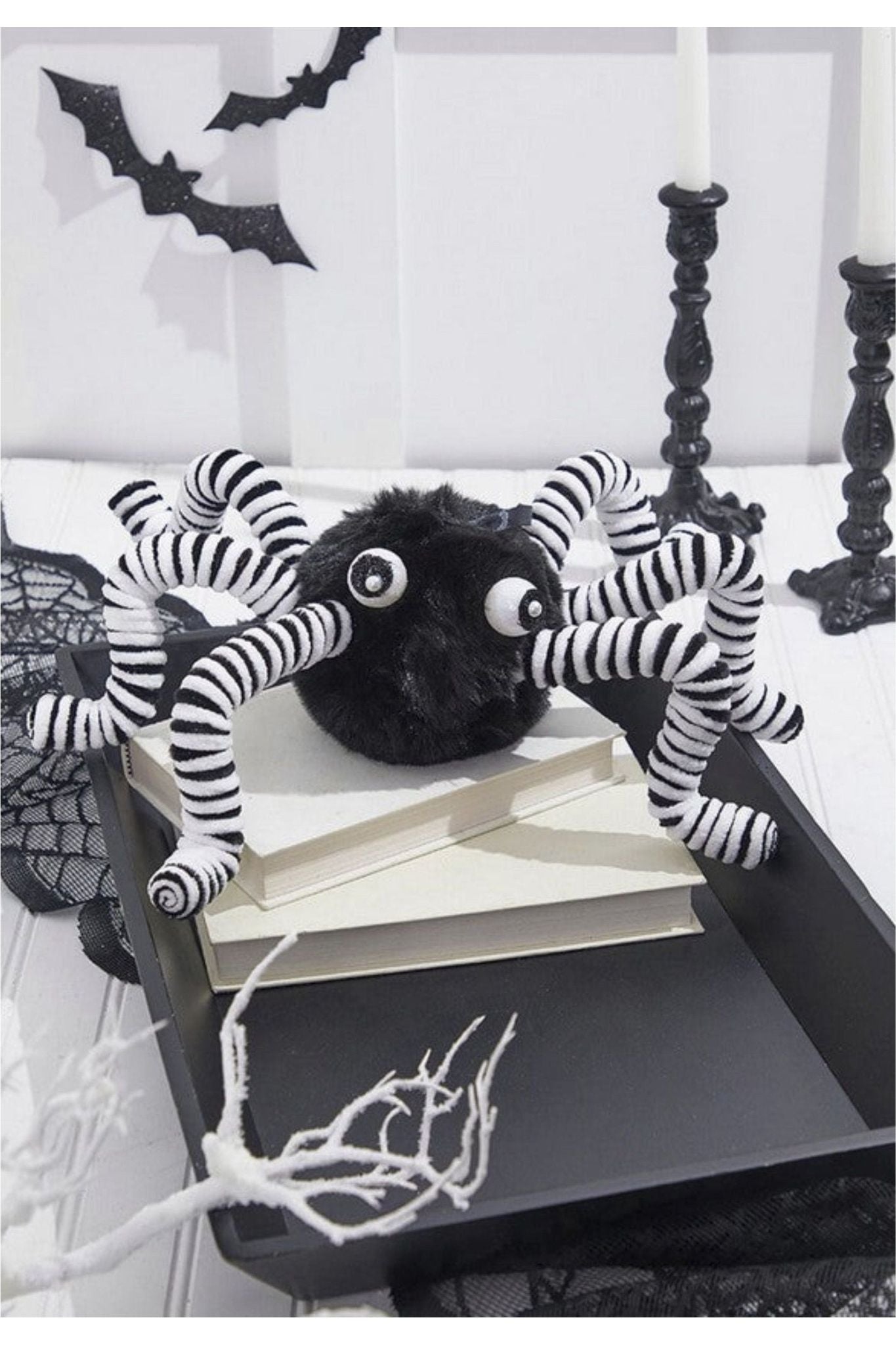 Shop For 15" Faux Fur Spider Wreath Accent: Black & White at Michelle's aDOORable Creations