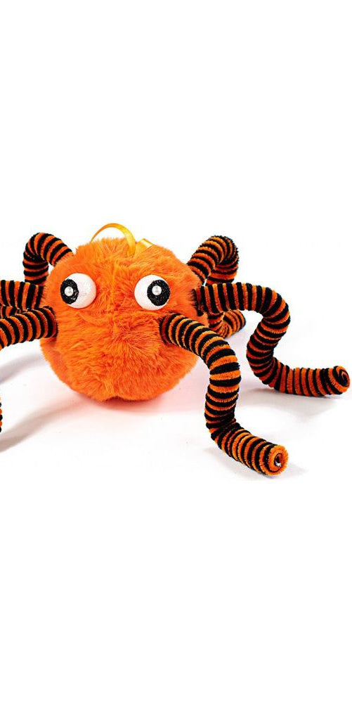 15" Faux Fur Spider Wreath Accent: Orange & Black - Michelle's aDOORable Creations - Halloween Decor
