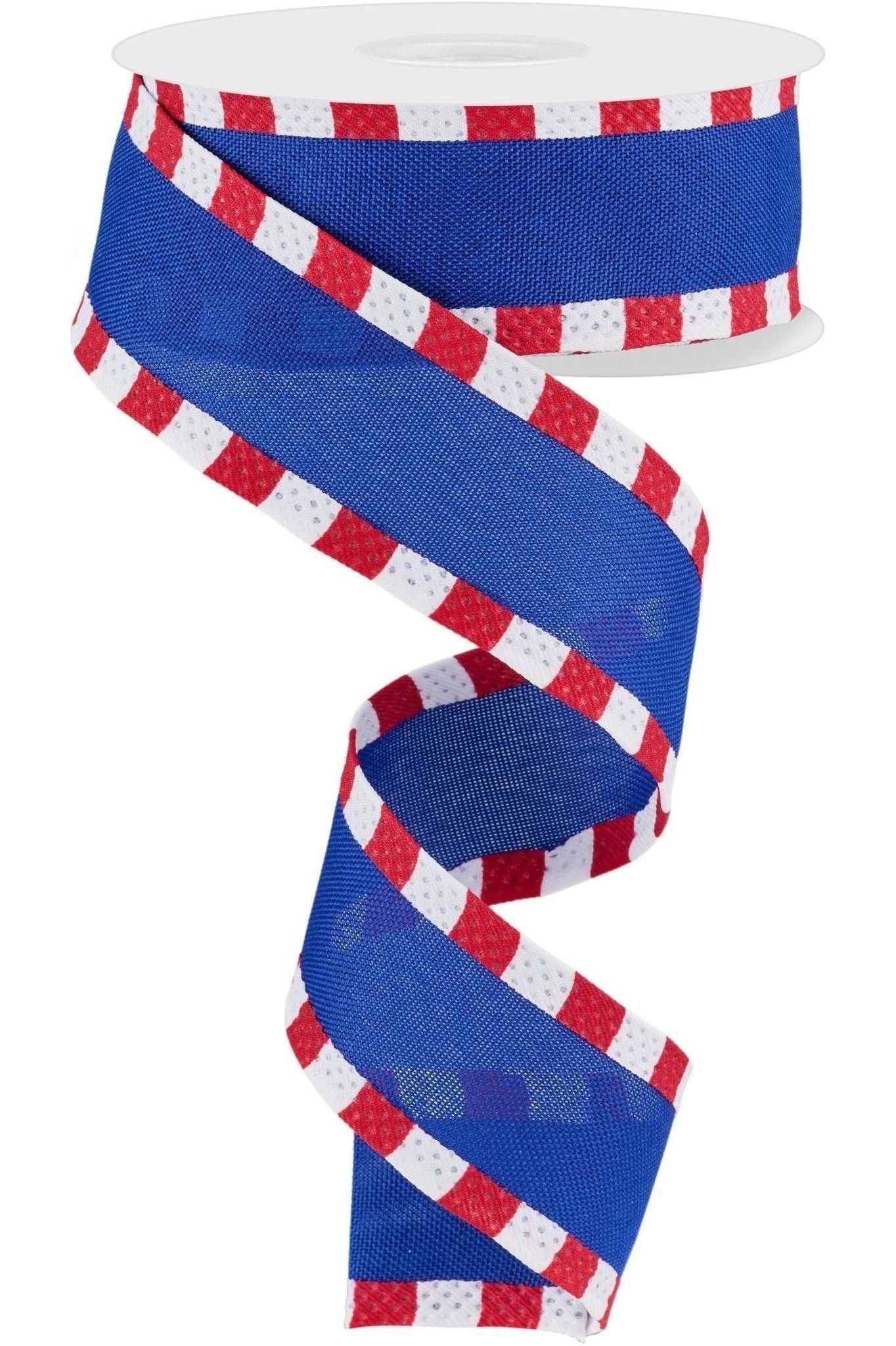 Shop For 1.5" Faux Royal Burlap/Stripe Edge Ribbon: Royal Blue (10 Yards) at Michelle's aDOORable Creations