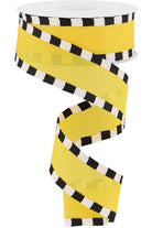 1.5" Faux Royal Burlap/Stripe Edge Ribbon: Yellow (10 Yards) - Michelle's aDOORable Creations - Wired Edge Ribbon