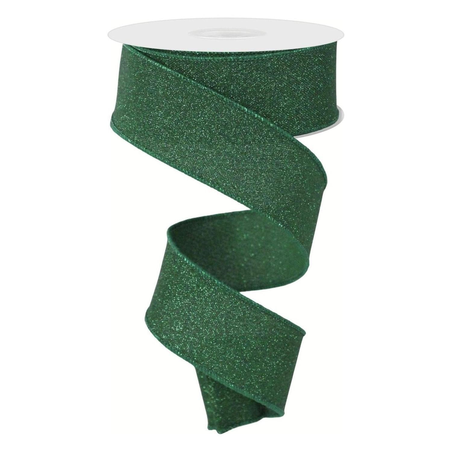 1.5" Fine Glitter On Faux Royal: Emerald Green (10 Yards)