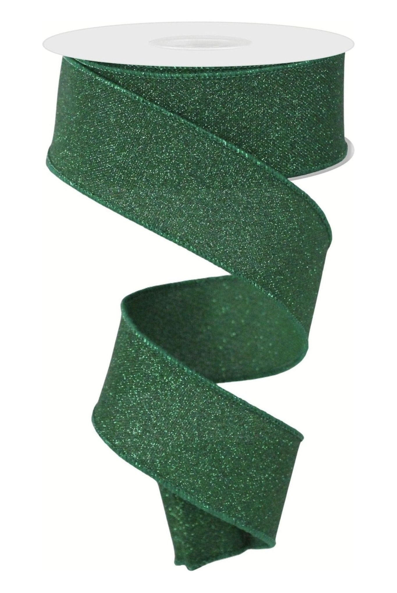 Shop For 1.5" Fine Glitter On Faux Royal: Emerald Green (10 Yards) RGE178906