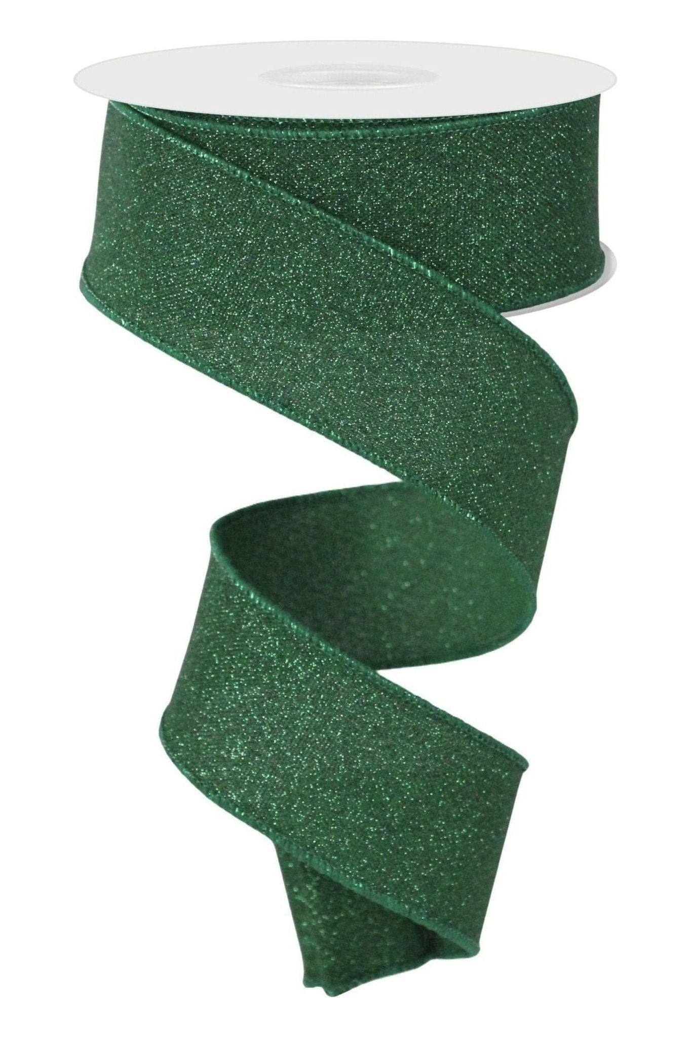 Shop For 1.5" Fine Glitter On Faux Royal: Emerald Green (10 Yards) at Michelle's aDOORable Creations