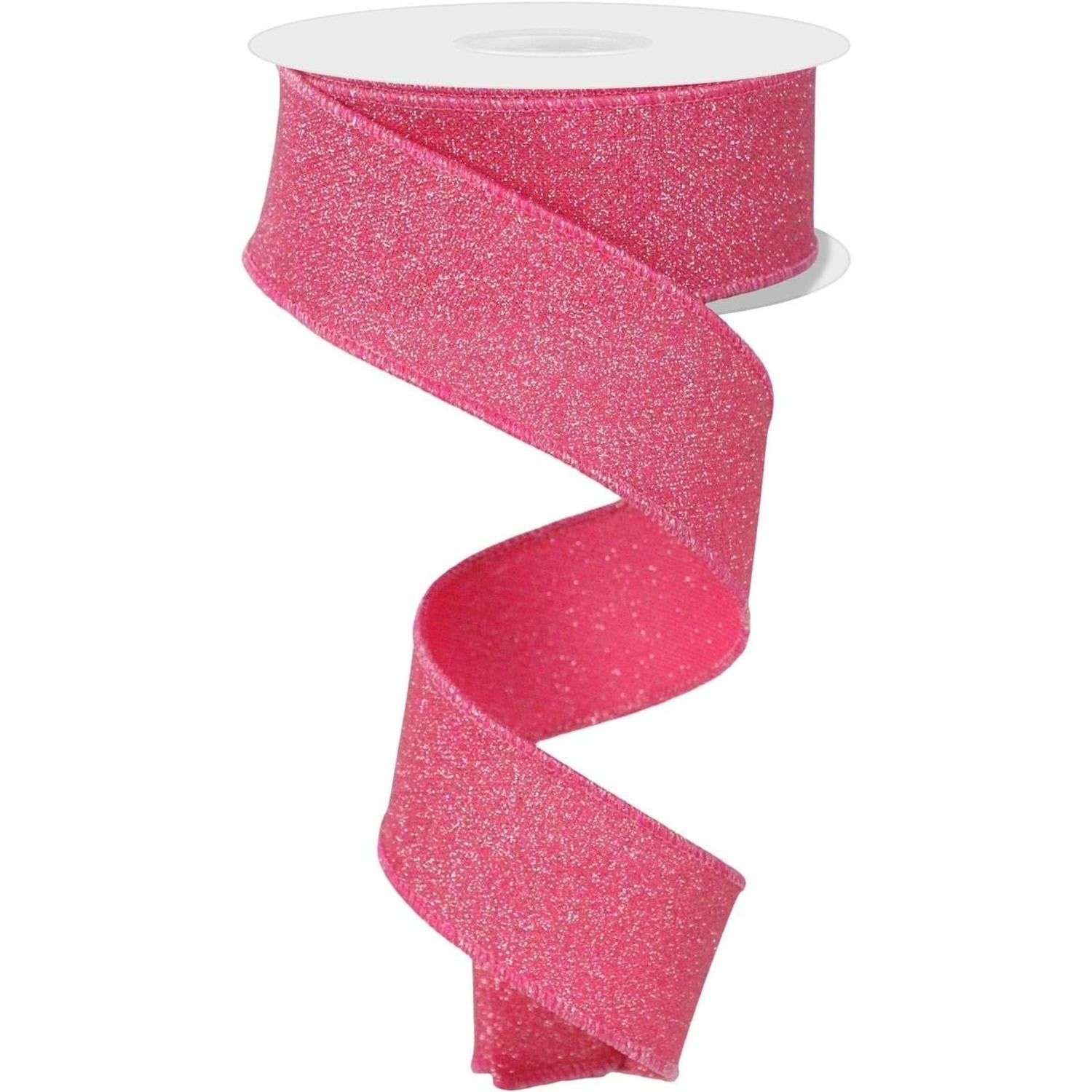 1.5" Fine Glitter On Faux Royal: Fuchsia (10 Yards)