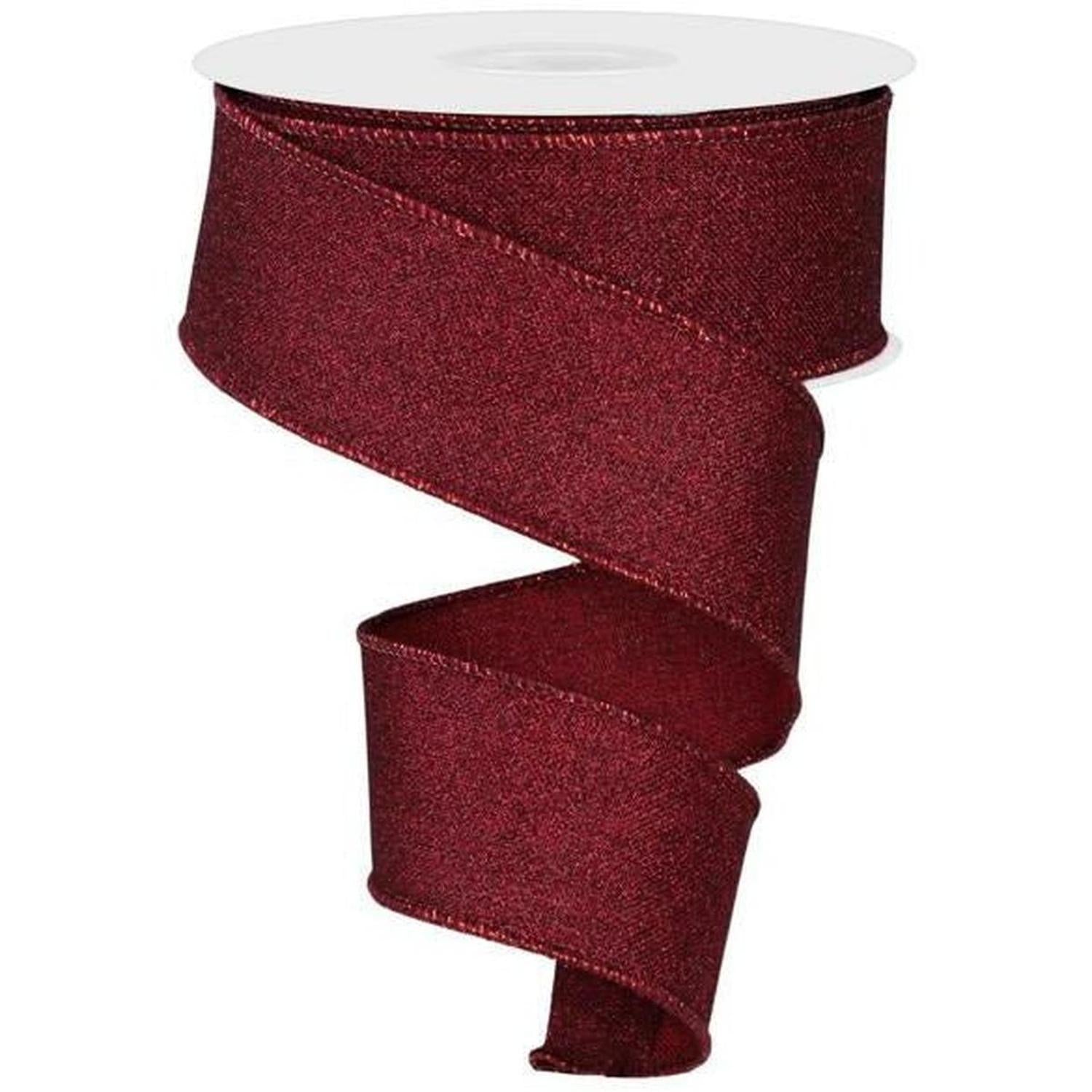1.5" Fine Glitter On Royal Ribbon: Burgundy (10 Yards)