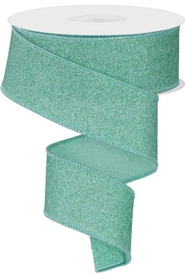 Shop For 1.5" Fine Glitter on Royal Ribbon: Mint Green (10 Yards) at Michelle's aDOORable Creations