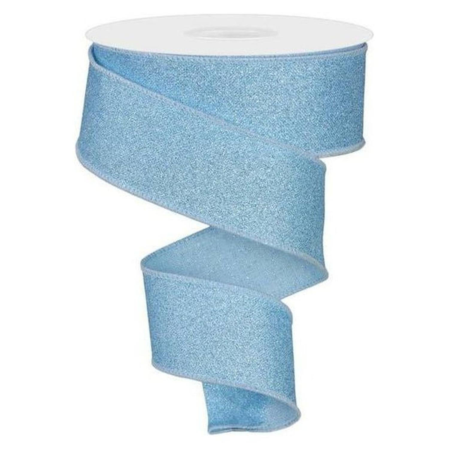 Shop For 1.5" Fine Glitter On Royal Ribbon: Pale Blue (10 Yards) at Michelle's aDOORable Creations