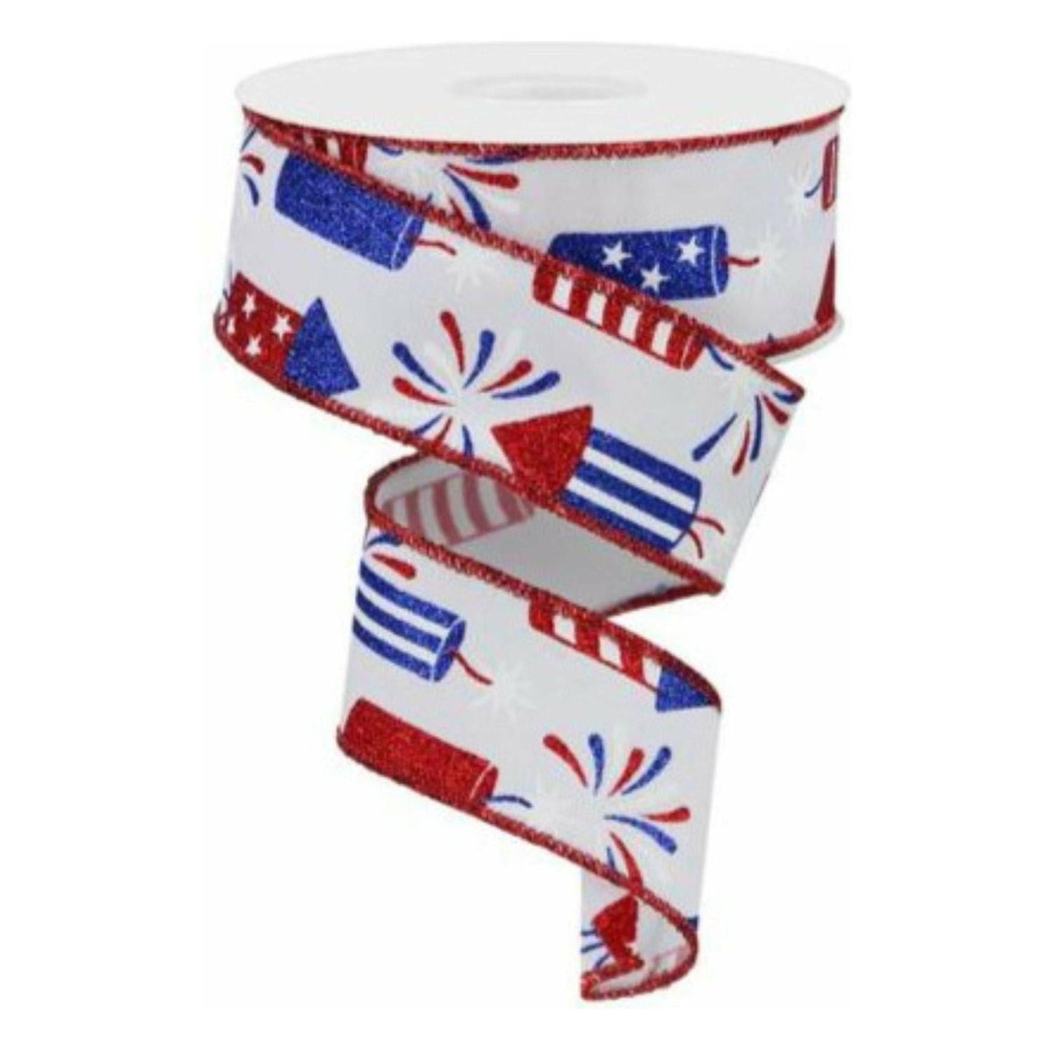 1.5" Firecrackers Ribbon: White (10 Yards)