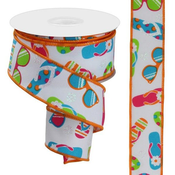 Shop For 1.5" Flip Flop and Sunglasses Ribbon: White (10 Yard) at Michelle's aDOORable Creations