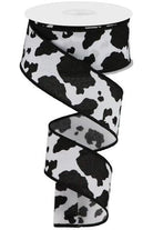 1.5" Fuzzy Cow Print Ribbon: Black & White (10 Yards) - Michelle's aDOORable Creations - Wired Edge Ribbon
