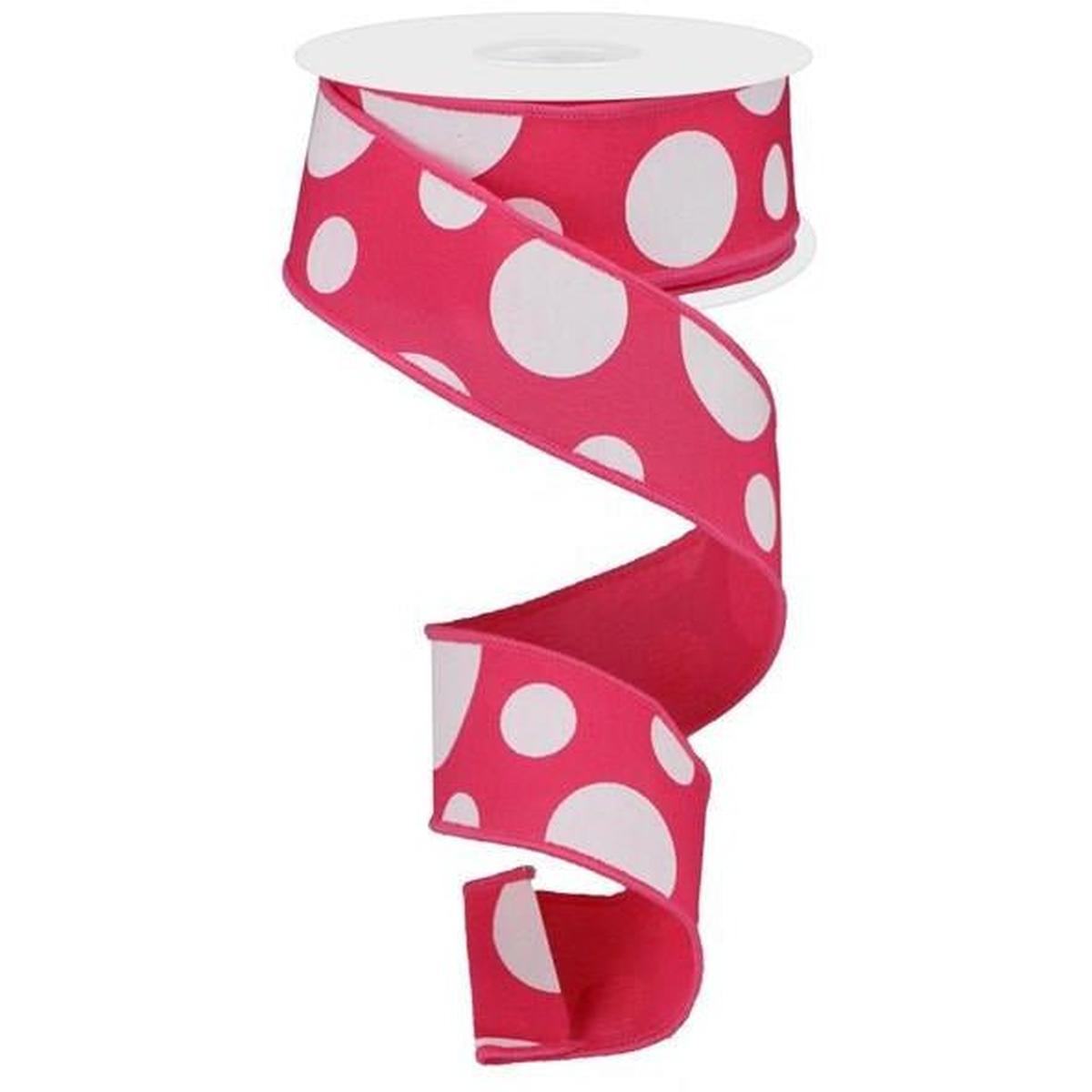 Shop For 1.5" Giant Three Size Polka Dot Ribbon: Hot Pink & White (10 Yards) at Michelle's aDOORable Creations