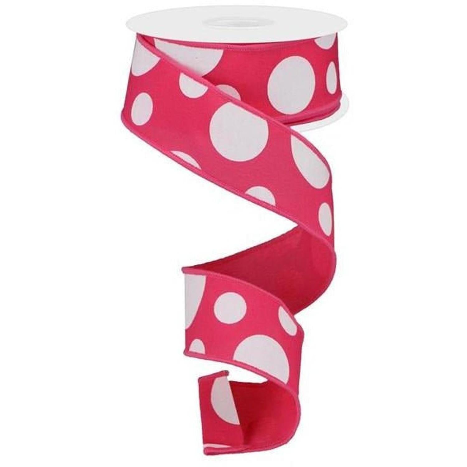 Shop For 1.5" Giant Three Size Polka Dot Ribbon: Hot Pink & White (10 Yards) at Michelle's aDOORable Creations