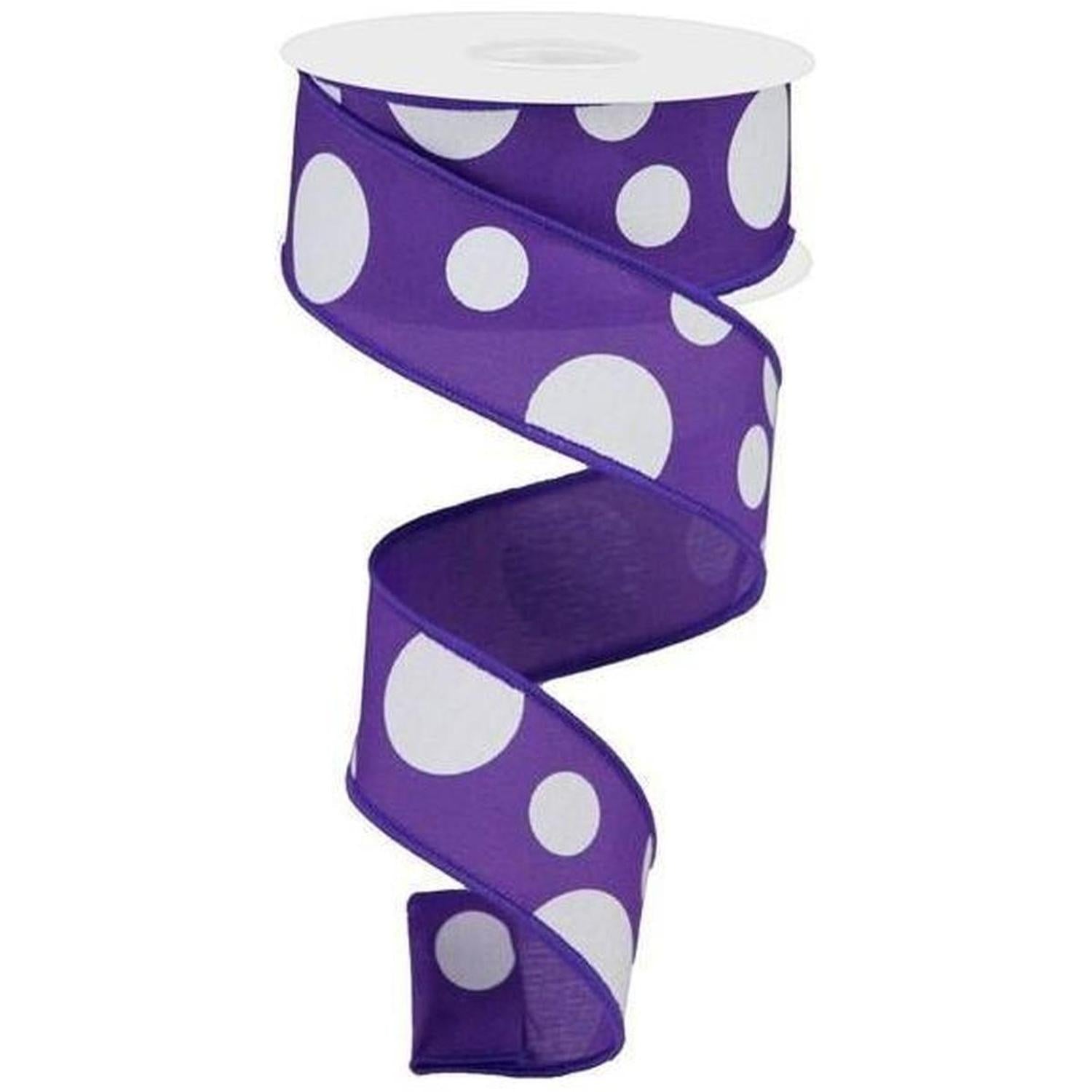 1.5" Giant Three Size Polka Dot Ribbon: Purple (10 Yards)
