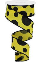 Shop For 1.5" Giant Three Size Polka Dot Ribbon: Yellow & Black (10 Yards) RGB115129