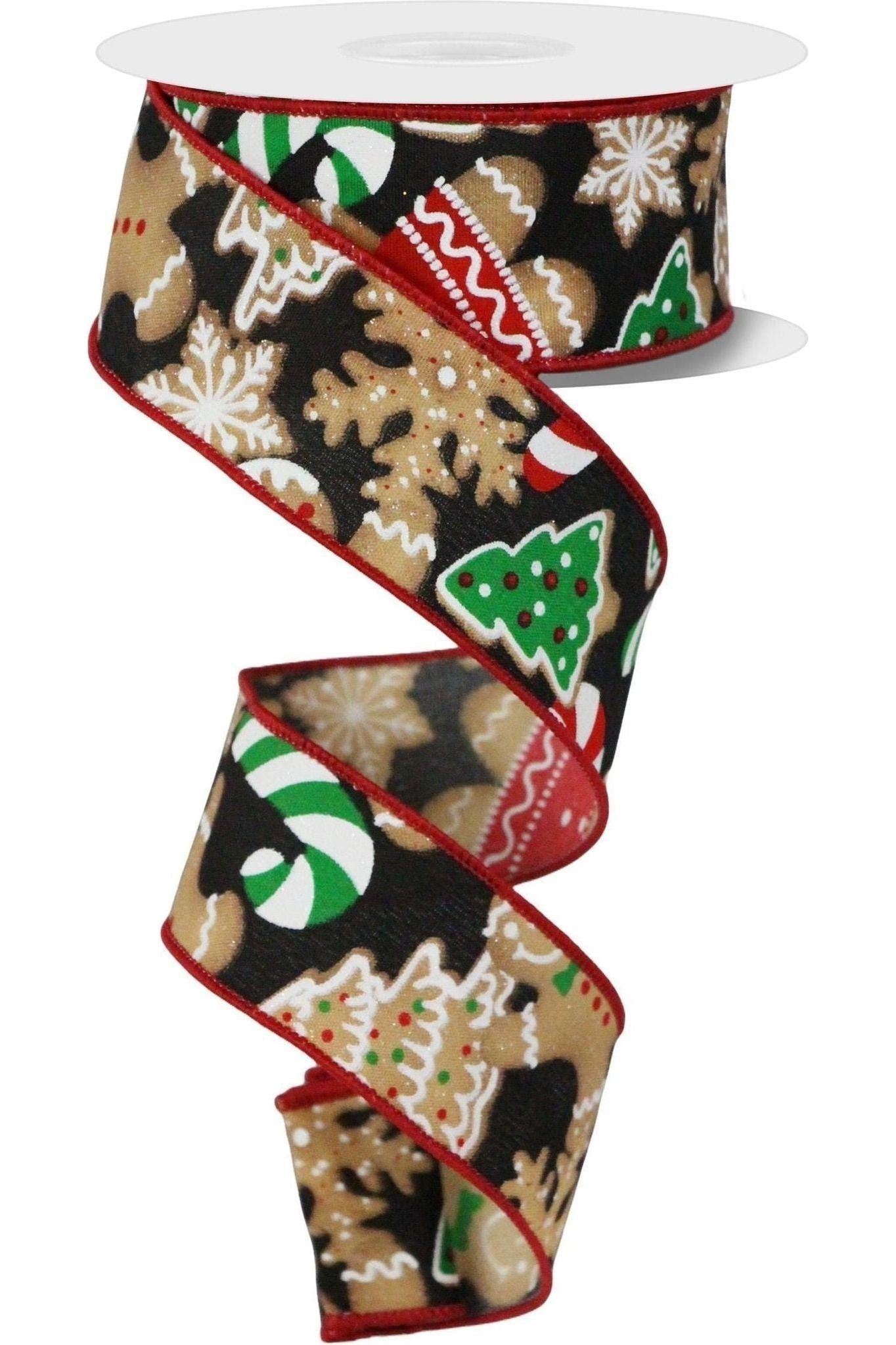 Shop For 1.5" Gingerbread Cookies Ribbon: Black (10 Yards) at Michelle's aDOORable Creations