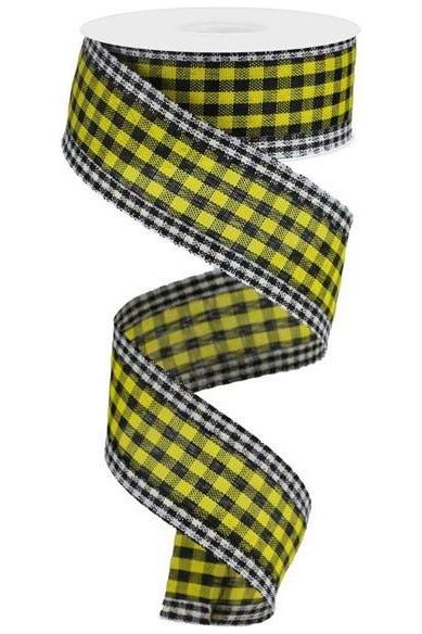 Shop For 1.5" Gingham Check Edge Ribbon: Yellow/Black (10 Yards) at Michelle's aDOORable Creations