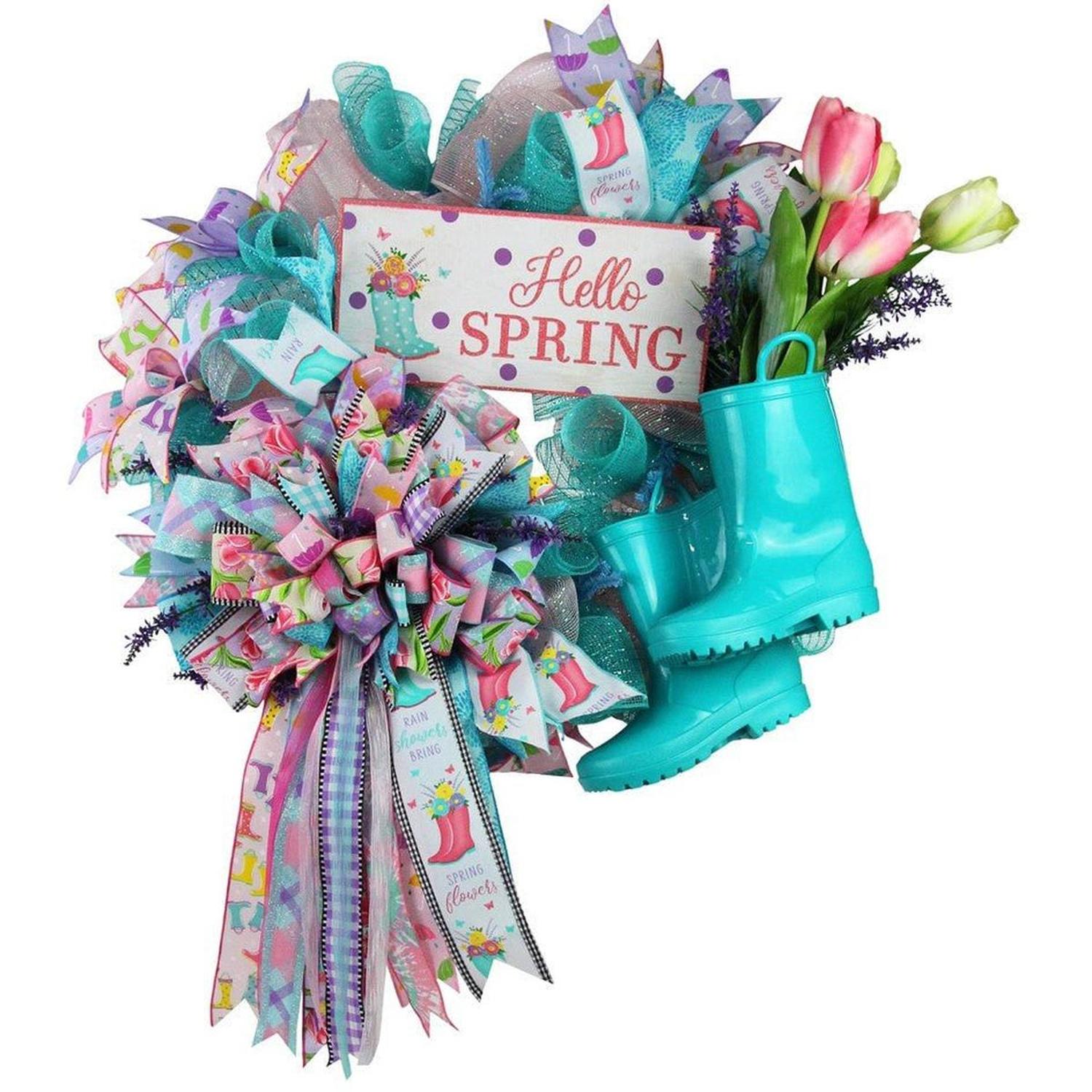 1.5" Gingham Check Ribbon: Turquoise/White (10 Yards)