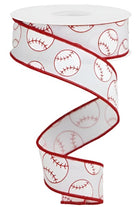 Shop For 1.5" Glitter Baseball on Royal Ribbon: White (10 Yards) RGA117027