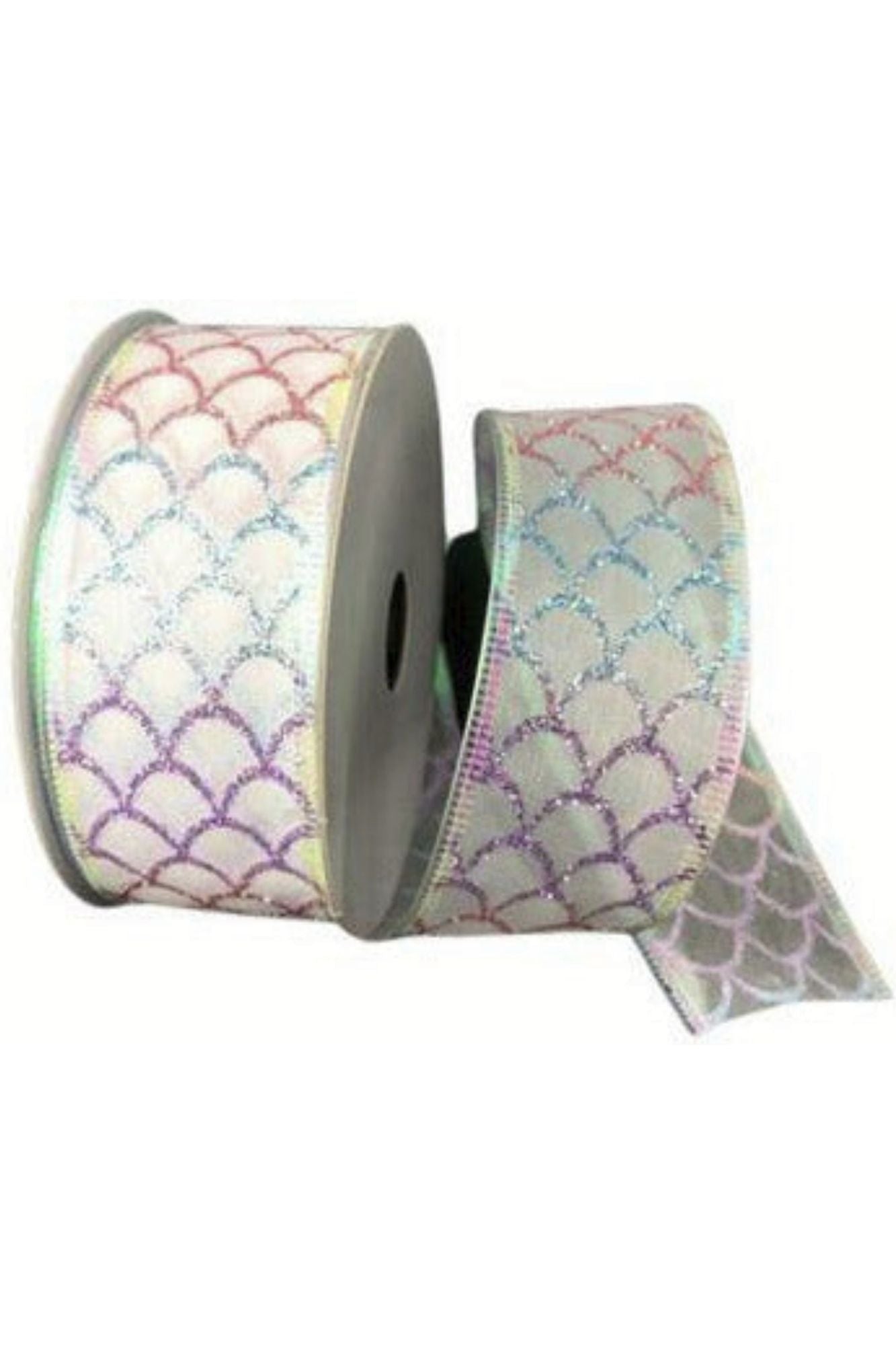 Shop For 1.5" Glitter Fish Scales Ribbon: Pastel (10 Yards) at Michelle's aDOORable Creations