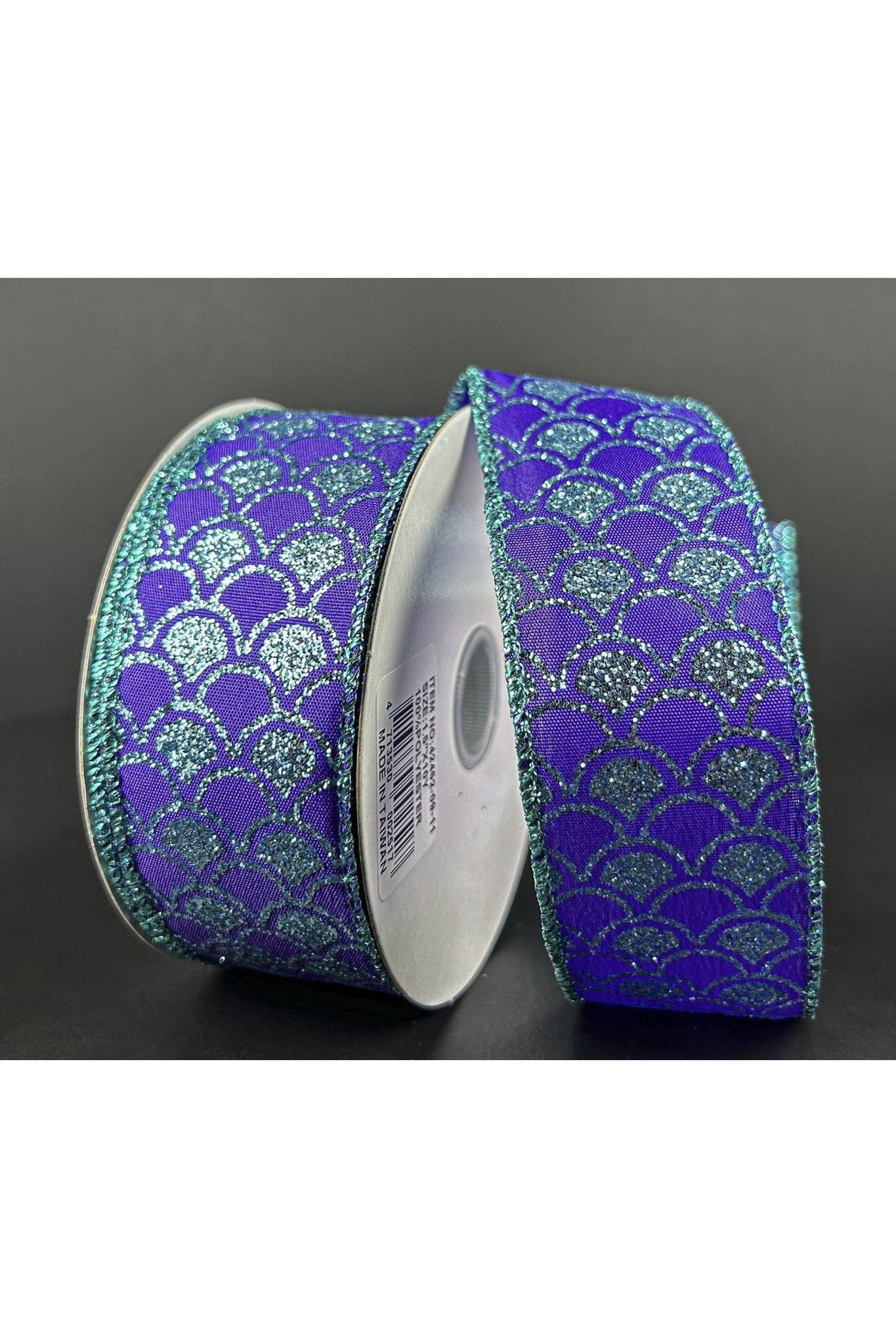 Shop For 1.5" Glitter Fish Scales Ribbon: Purple/Aqua (10 Yards) 42452-09-11