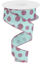 Shop For 1.5" Glitter Polka Dot Ribbon: Mint Green (10 Yards) at Michelle's aDOORable Creations