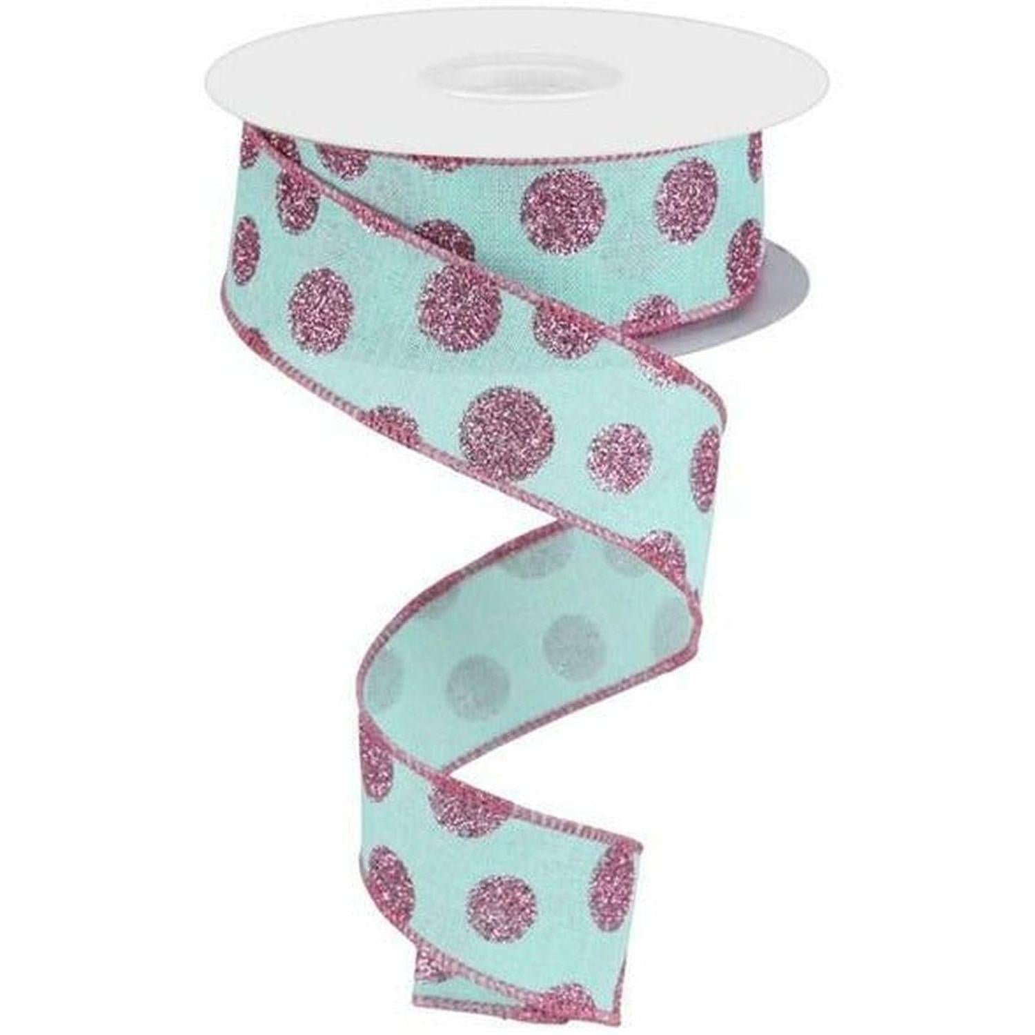Shop For 1.5" Glitter Polka Dot Ribbon: Mint Green (10 Yards) at Michelle's aDOORable Creations