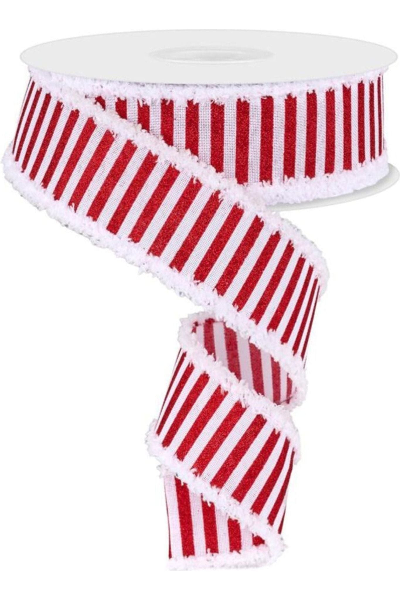 1.5" Glitter Stripe Drift Ribbon: Red (10 Yards) - Michelle's aDOORable Creations - Wired Edge Ribbon