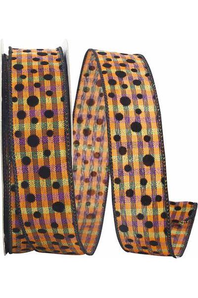 Shop For 1.5" Halloween Felt Dots Ribbon: Orange/Purple (20 Yards) at Michelle's aDOORable Creations