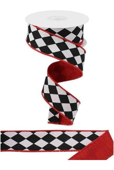 1.5" Harlequin Dupioni Fused Back Ribbon: Red (10 Yards) - Michelle's aDOORable Creations - Wired Edge Ribbon