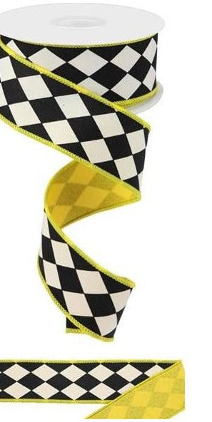1.5" Harlequin Dupioni Fused Back Ribbon: Yellow (10 Yards) - Michelle's aDOORable Creations - Wired Edge Ribbon